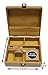 Leaf Design - Large size Sacred Geometry Stash Box with Latch, Grinder & Pop Top Glass Jar Package & Free Accessories Item# LBCS020818-1