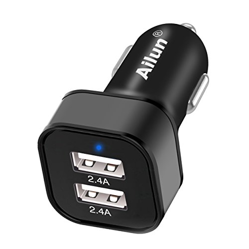 Car Charger Adapter,Dual Smart USB Ports,4.8A/24W,Universal for Mobile Device,iPhone 7 7 Plus,6 6s,6s Plus,SE 5s,Samsung Galaxy S7,S6,S6 Edge,S6 Active,Note 5 4 3,Nexus 7 6 5,Nokia,HTC,Motorola[Black]