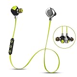 Morul U5PLUS Bluetooth Headphones Magnetic Wireless Earbuds Waterproof Headphones, Sweatproof In-Ear Noise Cancelling sport Headset for Running Workout Gym- Sports Earphones with Mic -Yellow