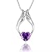 Fashion White Rhodium Plated Heart Purple Synthetic Stone Angel Wings Pendant with Free 18