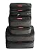 LeanTravel Compression Packing Cubes for Travel Organizers with Double Zipper (6-Pack (2L+2M+2S), Black)