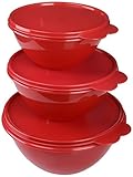 Tupperware 3 Piece Wonderlier Bowls in Red