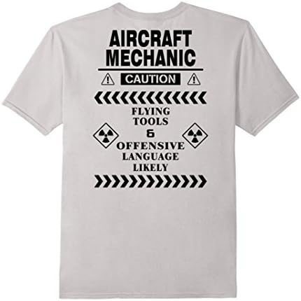 Men's Aircraft Mechanic, Caution Flying Tools &amp; Offensive Language 2XL Silver