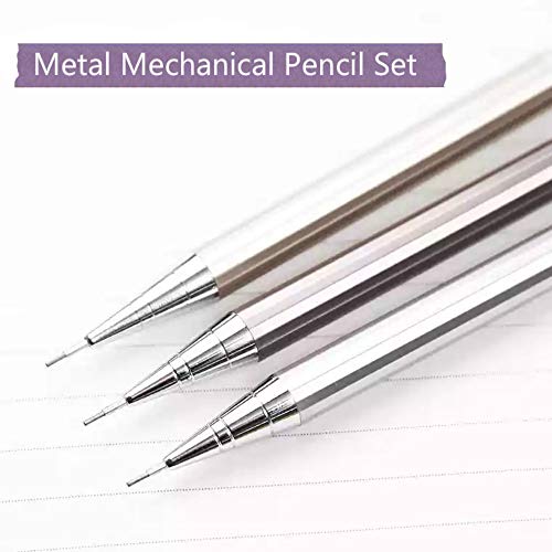 Mechanical Pencil Set, 6 Pieces Drafting Mechanical Pens and 24 Tubes Lead Refills with 3 Pack Erasers and a A6 bag for Office and School