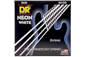 DR STRINGS DR NWB5-40 Neon White Bass Guitar Strings 40-120; 5-string set