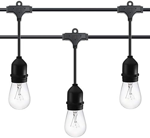 Classyke 48ft Outdoor String Lights for Patio Garden Yard Deck Cafe Dimmable Weatherproof Commercial Grade [UL Listed]