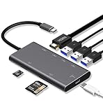 USB C Hub,Premium Type-C Adapter 7 in 1 USB-C Dock with 4K HDMI Output, PD Charging,SD Card Reader 3 USB 3.0 Ports for MacBook,Google Chromebook, Windows Surface Pro and More USB C Devices