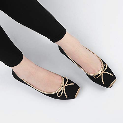Heel The World Women's Ballet Flats Square Toe Ballerina Flat Shoes