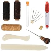Shappy 15 Pieces Bookbinding Kit Starter Tools Set for DIY Crafts Sewing | Bone Folder Paper Creaser, Waxed Thread, Awl, Large-eye Needles,Tools for Bookbinding Crafts and Sewing Supplies