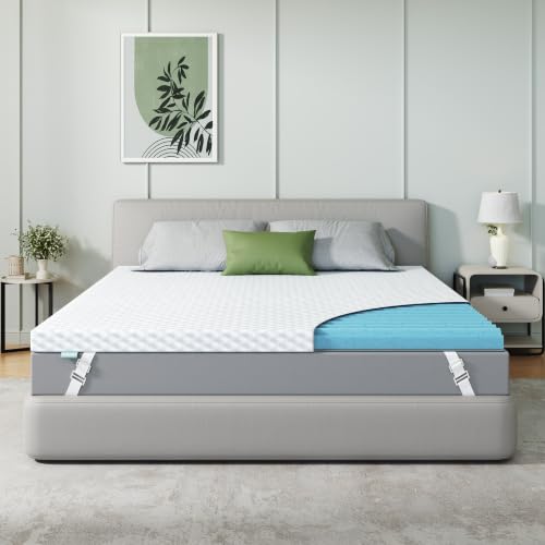 Releep Topper 160 x 200 cm in High Density Gel Foam, 7.5 cm Height, Reversible Core with 2 Fasteners and 5 Support Zones, Breathable Mattress Topper, Oeko-TEX & CertiPUR Certified