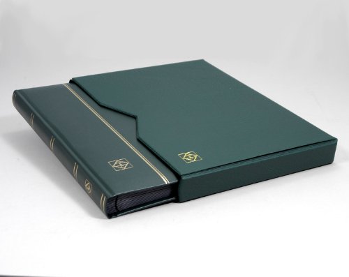 Lighthouse 32 Page Leather Stamp Stockbook with Matching Slipcase, LZS4/16K Green