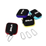 Earbud Carrying Case, ZMLM Mini Storage Pouch with Carabiner for Flash Drive Earphones Headphones USB Cable 4-Pack in 4 Colors