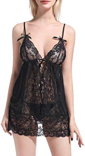 Bibao Women Plus Size Babydoll Lace Silks Lingerie Underwear, Ladies Nightwear Sleepwear Pajamas Bodysuit Nightdress