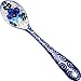 Polish Pottery Ceramika Boleslawiec,  1022/162, Spoon Medium, 1 1/4 by 6 1/8 Inches Long, Royal Blue Patterns with Blue Pansy Flower Motif