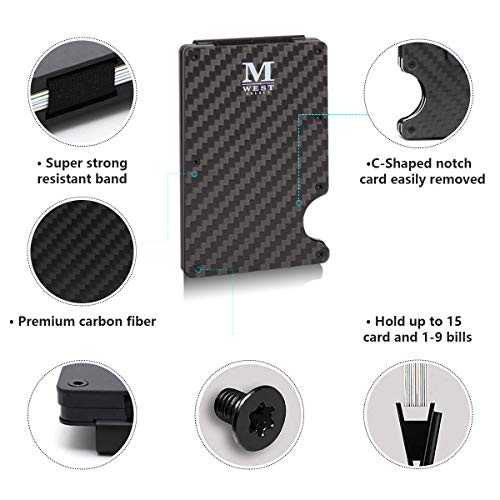 Montana West Minimalist Carbon Fiber Wallet RFID Credit Card Holder for Men Cash Clip AR RFD-002CF