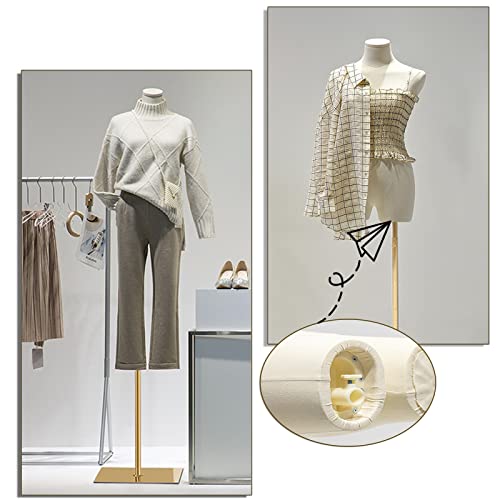 QJSZMEI Ladies Bust Mannequin, Adjustable Height Mannequin Sewing Woman with Metal Base Rectangle, Female Torso Mannequin for Showcase Display (Color : White, Size : A)