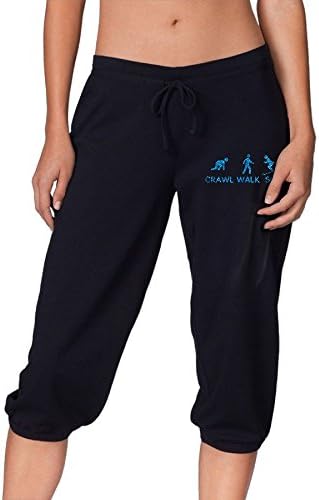 OneWomenHeart Crawl Walk Ski Women's Lightweight Drawstring Exercise French Terry Capri Pants