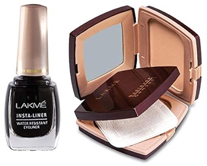 Lakme Insta Eye Liner, Black, 9ml & Lakme Radiance Complexion Compact, Marble, 9g