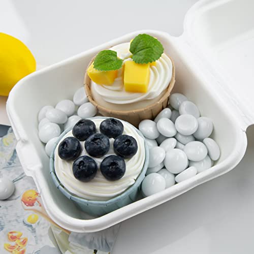 VGOODALL White Glass Pebbles, 120 Approx.0.42 KG Flat Stone Beads Marble Glazed White for Vase Filler Decorative Aquarium Flowerpot Table Garden Decoration