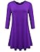 BELAROI Women's Plus Size Dress Fall Casual Swing 3/4 Sleeve T Shirt Loose Tunic Dress (2X, Deep Purple)