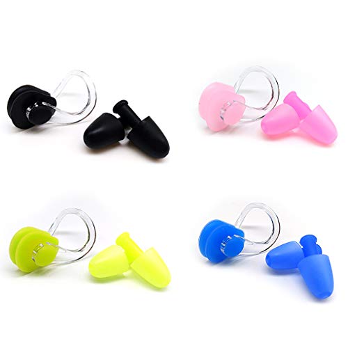 Zooshine Set of 4 Waterproof Swimming Earplugs Nose Plug Clips for Adults Kids,Protect Your Ears Nose Swimming