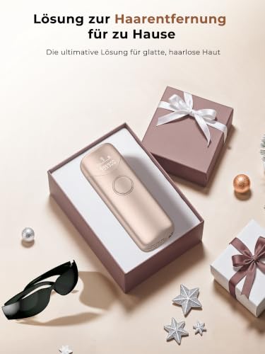 IPL Devices Hair Removal with Cooling Function, Laser Hair Removal with 9 Adjustable Energy Levels, 999900 Flashes & 600 NM Red Light, Painless IPL Hair Removal Device for Women & Men, Gold
