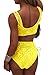 Almaree Summer Lace Up Front High Waist Beachwear Lace Bikini for Ladies Yellow M