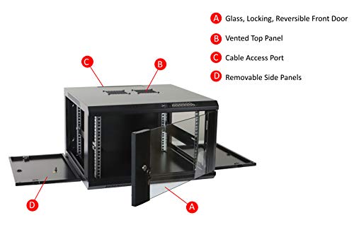 6U Professional Wall Mount Network Server Cabinet Enclosure 19-Inch Server Network Rack Black (Fully Assembled) - Thumbnail 5