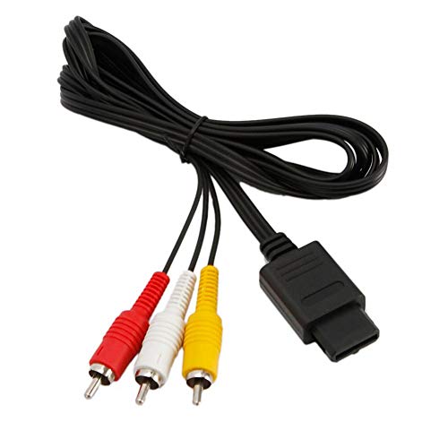 Urnanal 6FT AV TV Video Cord Cable Adapter Line, for Nintendo 64/NGC/SFC Game Cube Black,with Standard N64 Input Connector, Video Output Connector and 2 Audio Output Connectors - Thumbnail 2