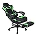 Gaming Chair Black Green for Adults with Footrest,High Back Swivel Computer Office Chair with Pillows and Lumber Support