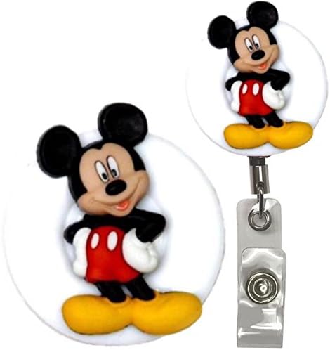 Mickey Mouse Minnie Mouse Disney Real Charming Premium Decorative ID Badge Holder (Mickey (F) Belt Clip HD)
