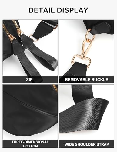 FEIBOON Spacious Nylon Crossbody Bag Bum Bag Handbags Wallets Purses Trendy Shoulder Bag for Women