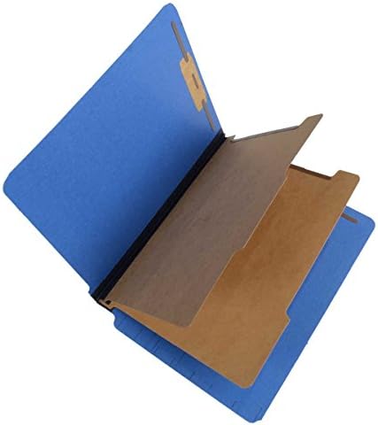 SJ Paper S61433 Match 25 pt Pressboard Classification Folders, Full Cut End Tab, Legal Size, 2 Dividers, Blue (Box of 15)