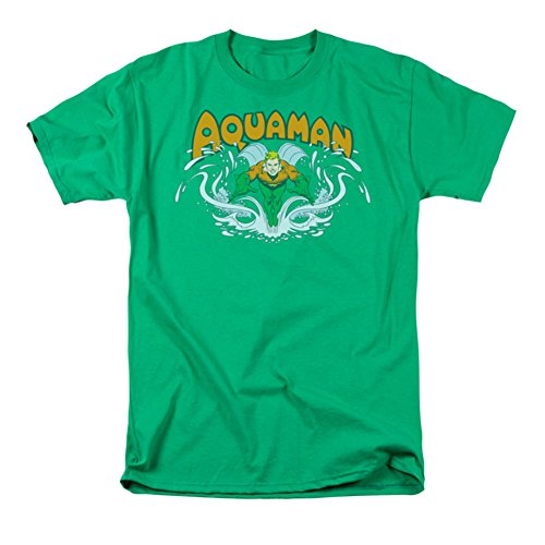 DC Comics Men's Aquaman Splash Classic T-shirt Large Kelly Green