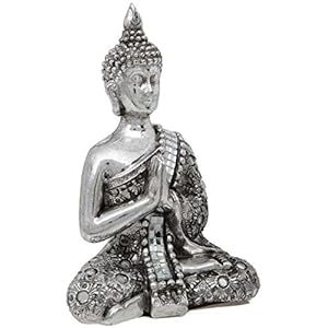 Maturi Thai Buddha with Reflective Silver Meditation Shawl with Hands Clasped -13 cm / 5.5-inch, H525