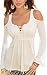 Sidefeel Women Cold Shoulder Lace-up Long Sleeve Top Blouse