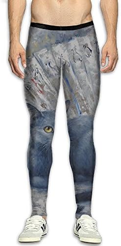 MSYGP Russian Blue Cat Compression Pants Men Unique Tights Leggings Tummy Control Gym Tights For Men