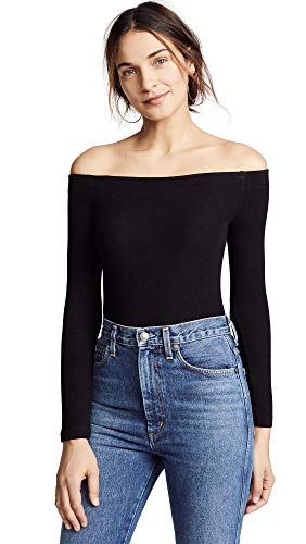 Z SUPPLY Women's Long Sleeve Off The Shoulder Tee, Black, X-Small