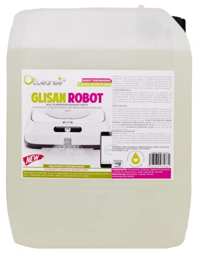 GLISAN ROBOT- Detergente Limpiador Concentrado para Robot Trapeador de Cualquier Marca Para Todo Tipo de Pisos Alto Rendimiento Aroma Manzana Canela