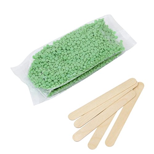Hard Wax Beans 10.6 oz + 5pcs Wax Applicator Sticks â€“ Stripless & Painless Depilatory Waxing Kit â€“ Natural Wax Beads â€“ For Legs, Underarms, Brazilian Bikini, Eyebrow, Upper Lip, Face & Body (G)