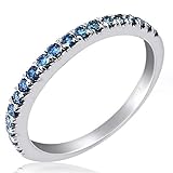 0.32 Carat Fancy Blue Diamond Wedding Anniversary Band Ring 10k White Gold