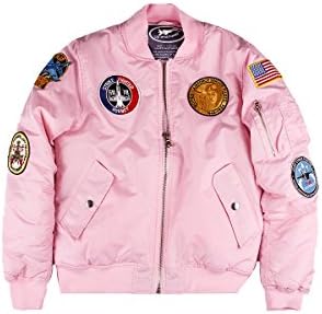Up and AwayMedium-Weight MA-1 Flight Bomber Jacket in Pink With Six Patches
