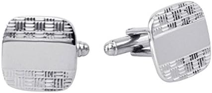 Nickle Plated Cuff Links - Weave Design FWCL-08G