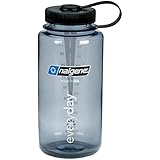 Nalgene Tritan Wide Mouth BPA-Free Water Bottle, 32 Oz, Grey w Black