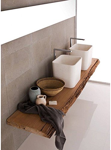 Xlab Piano Lavabo Da Bagno Sospeso In Legno Massello