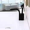Lovedima Modern Single Joystick Handle Single Hole Solid Brass Waterfall Spout Bathroom Sink Faucet (Black)