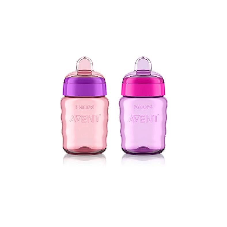 Philips AVENT My Easy Sippy Cup with Soft Spout and Spill-Proof Design, Pink/Purple, 9oz, SCF553/23 (Pack of 2)