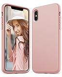 Anker iPhone X Silicone Case, KARAPAX Silicone Gel Rubber Shockproof Case Cover with Soft Microfiber Cloth Cushion [Support Wireless Charging] [Slim Fit] for iPhone X - Pink