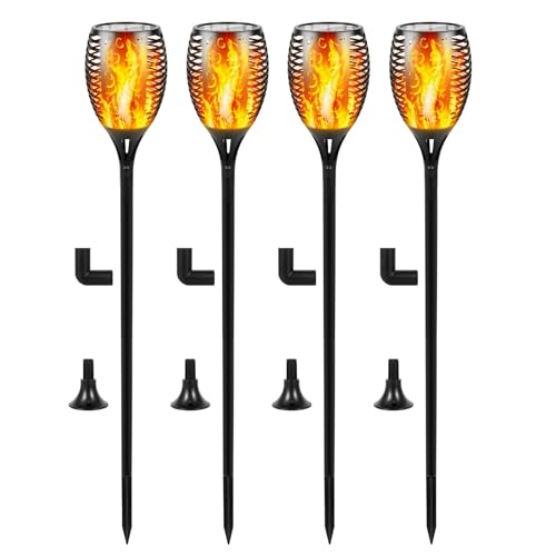 I-SHUNFA 96 LED Solar Lights Outdoor Garden,43 inch Tall Solar Torch Flickering Dancing Flame Lights with 3 Modes,IP65 Waterproof Auto ON/Off Landscape Decorations for Pathway,Patio,Yard