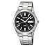 Seiko Men's Silvertone Black Dial Solar Calendar Watch